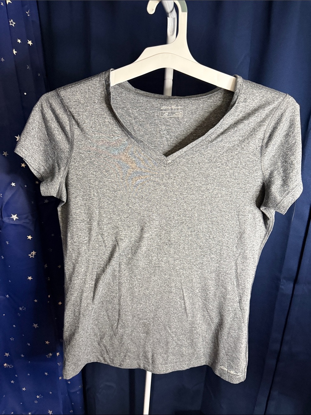 Eddie Bauer Heather Gray V-Neck Short Sleeve Tee